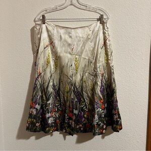 Chico’s Botanical Floral Silk Skirt Women’s Size 2 A-Line
